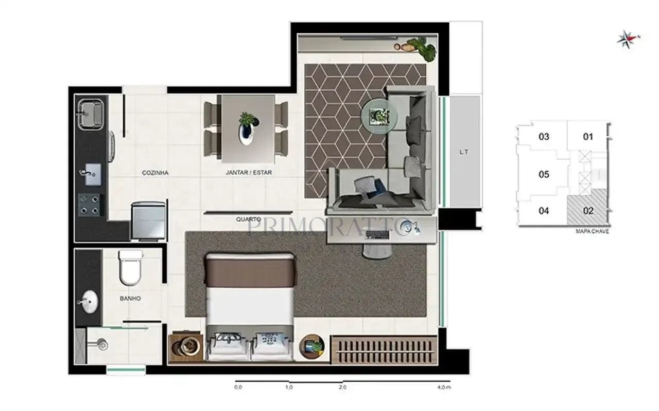 Apartamento 1 Quarto · Opção 02