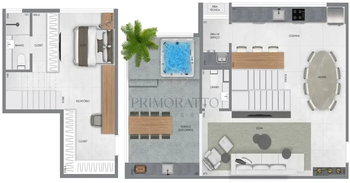 1 Suíte Duplex · Cobertura