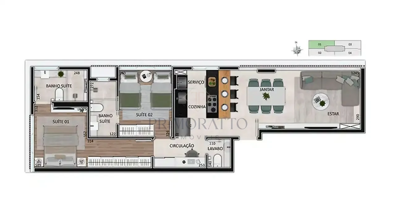 Apartamento Tipo 3 E 4 Pavimentos