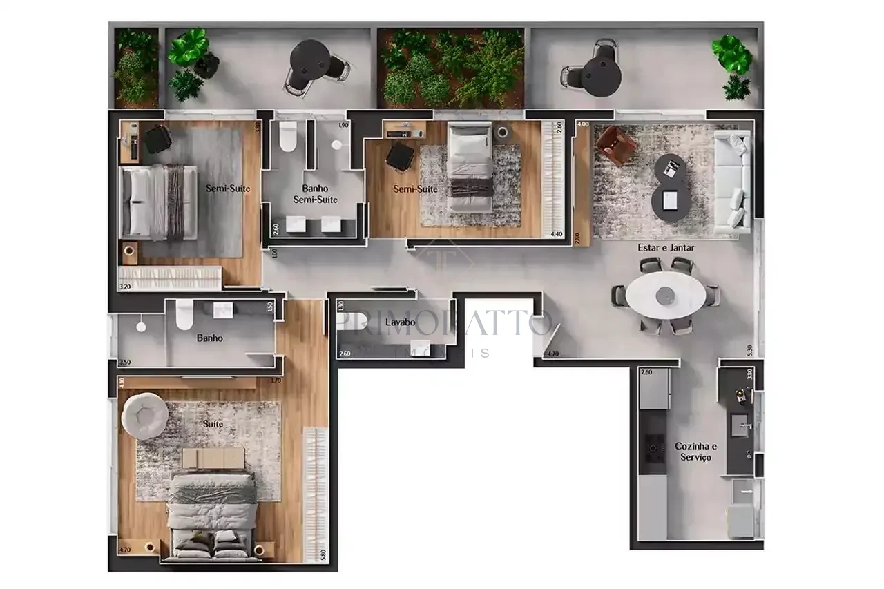Apartamento 3 Quartos Com Area Privativa