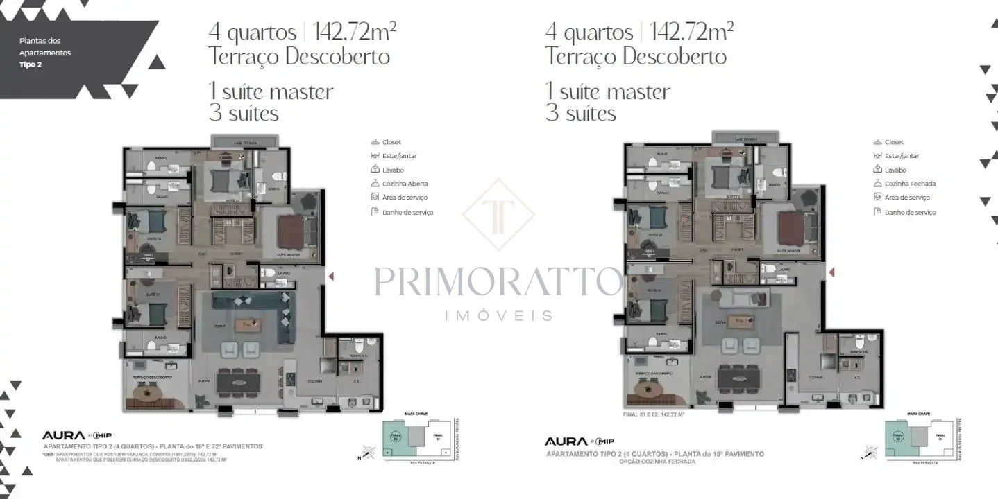 Apartamento Tipo · 18º e 22º Pavimentos