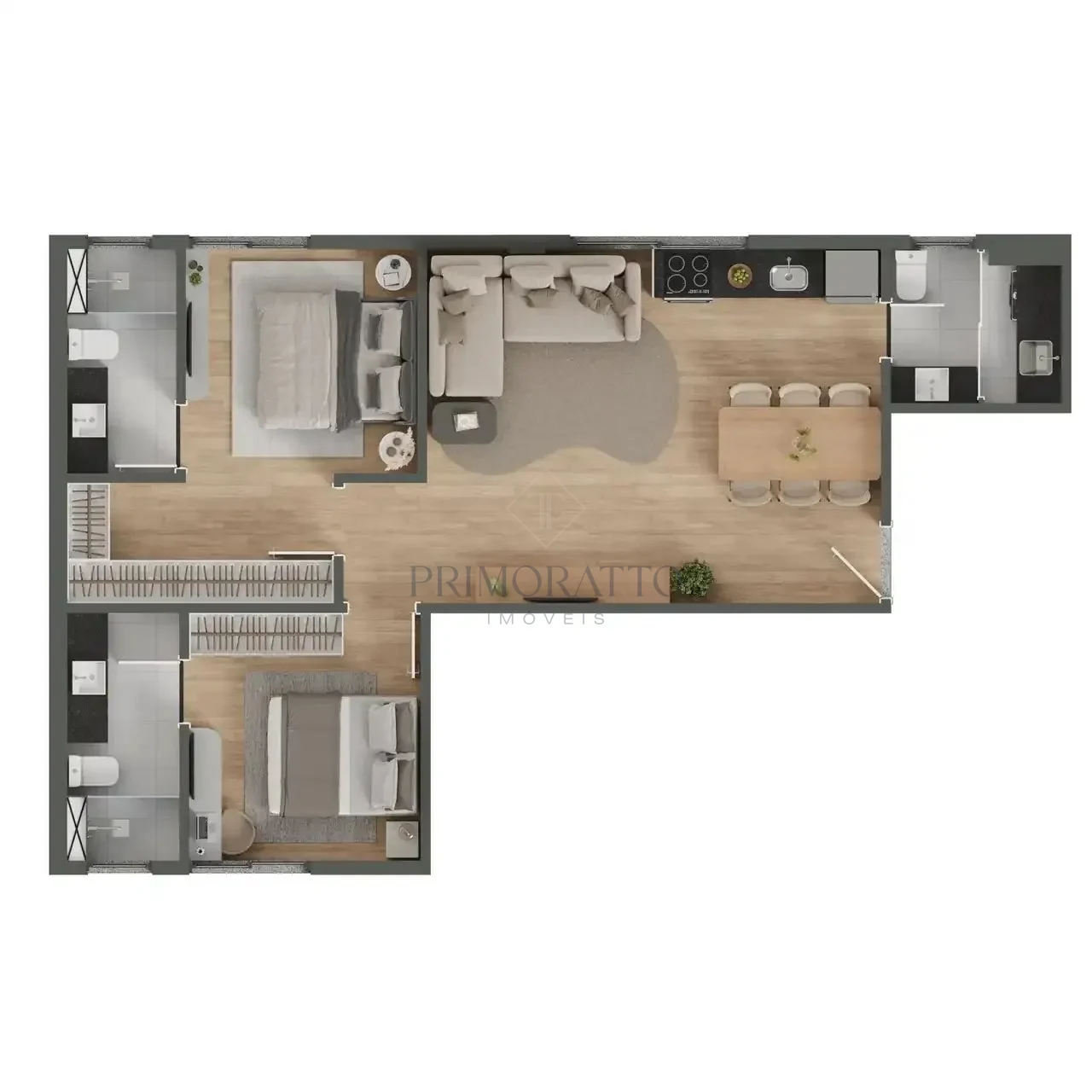 Apartamento 2 Suites 72 M