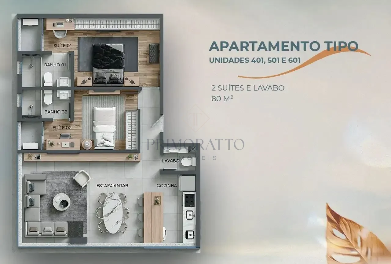 Apartamento Tipo · 4º ao 6º Pavimento · Final 01