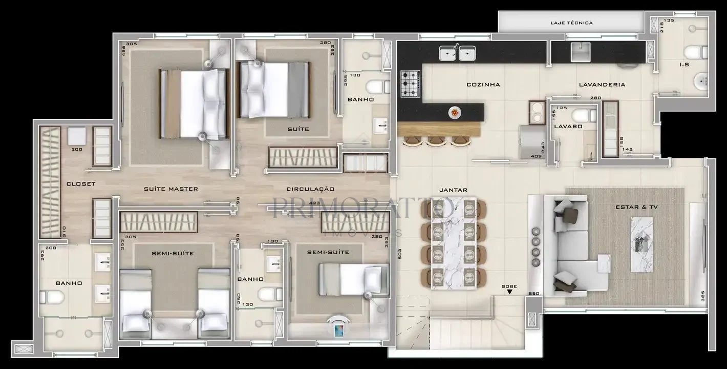 Cobertura Duplex 1101 · 1º Pavimento