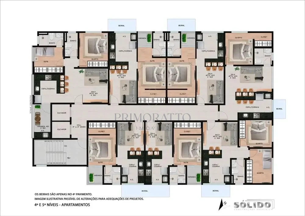Apartamentos Tipo - 4 e 5 Pavimentos