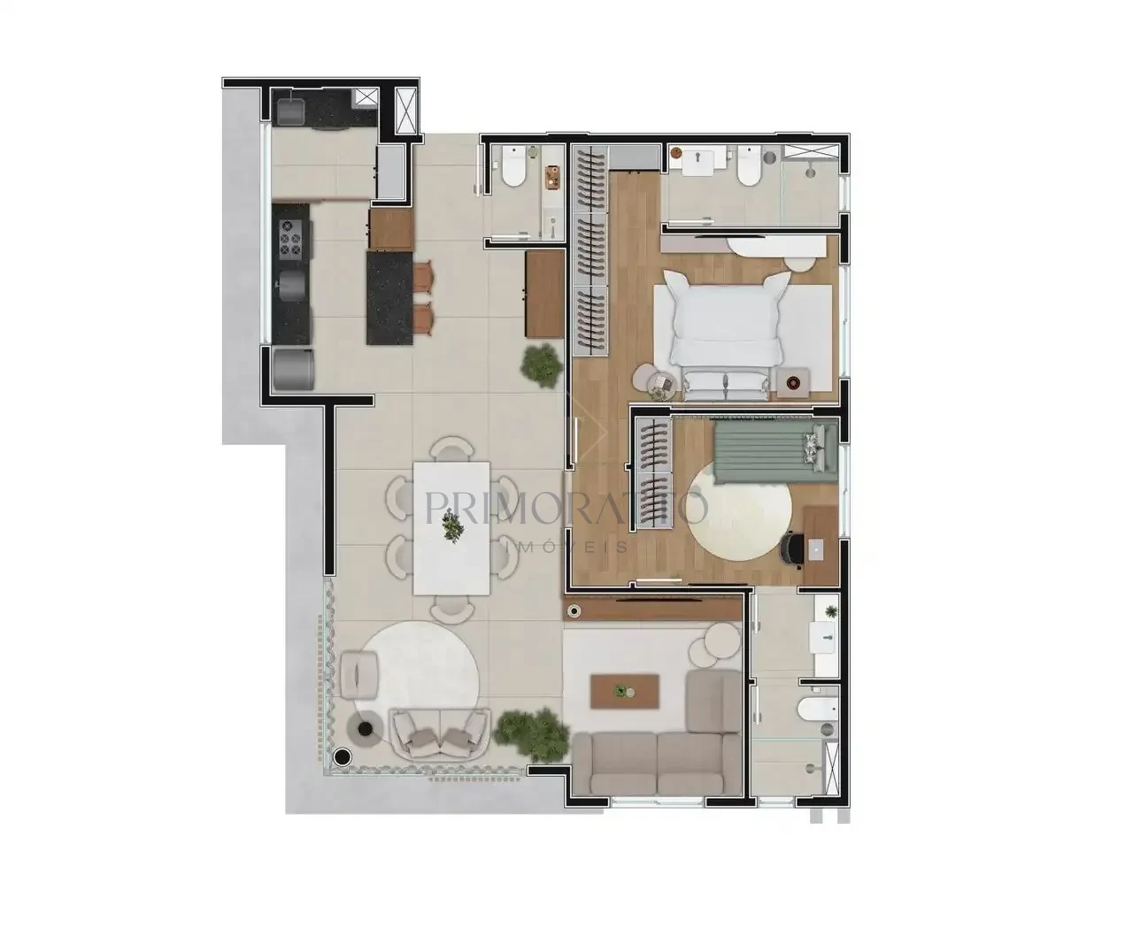 Pardini Nassif Planta Humanizada 2d Apartamento Tipo 301 Variacao 2 Quartos