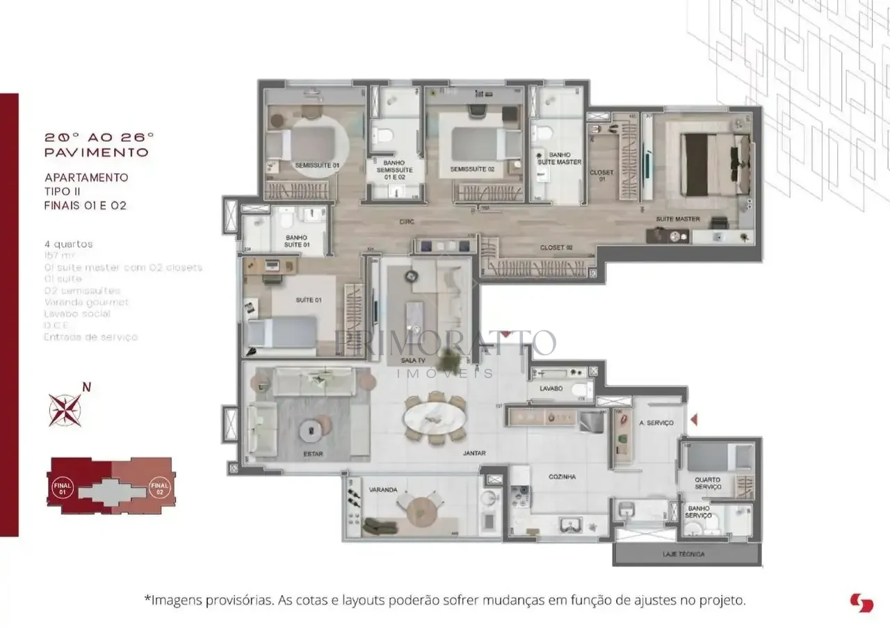 Apartamento Tipo 2 · Finais 01 e 02
