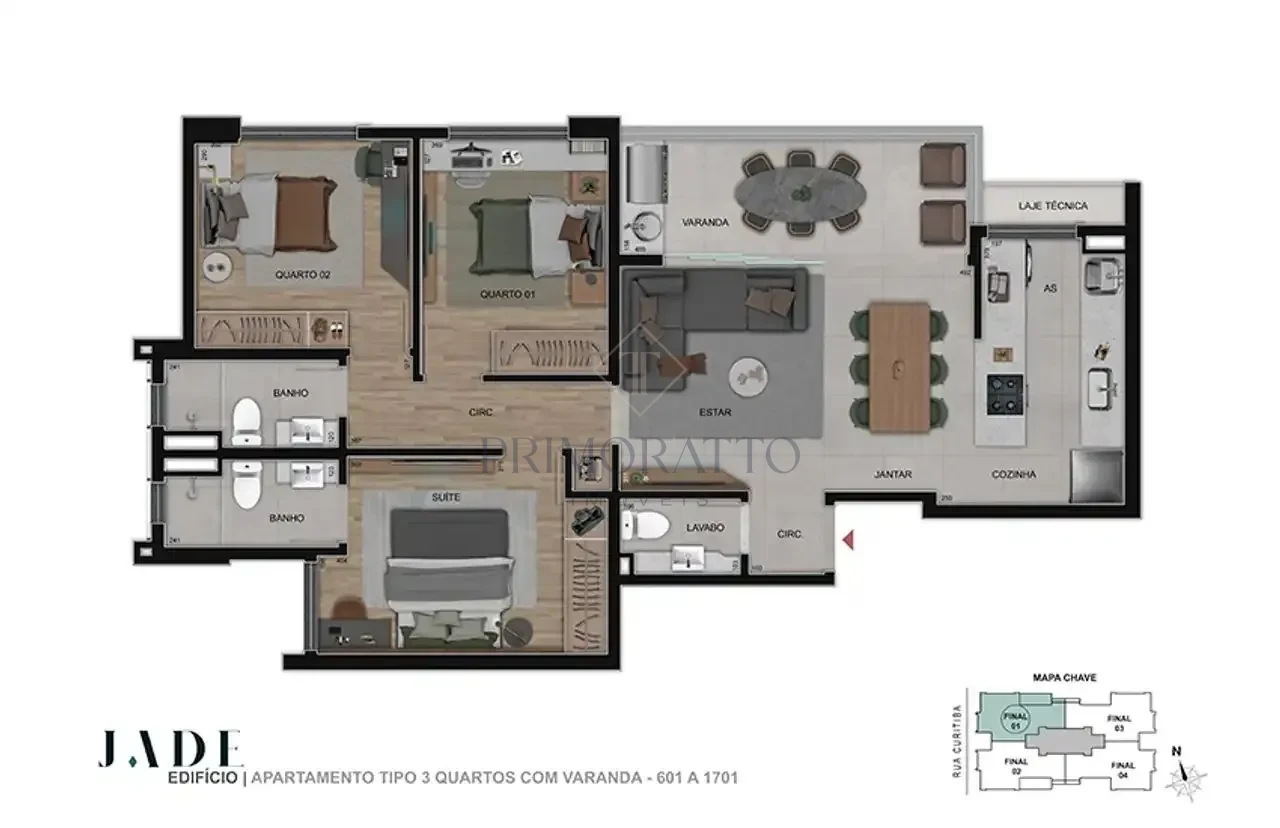 Apartamento Tipo · 6º ao 17º Pavimento
