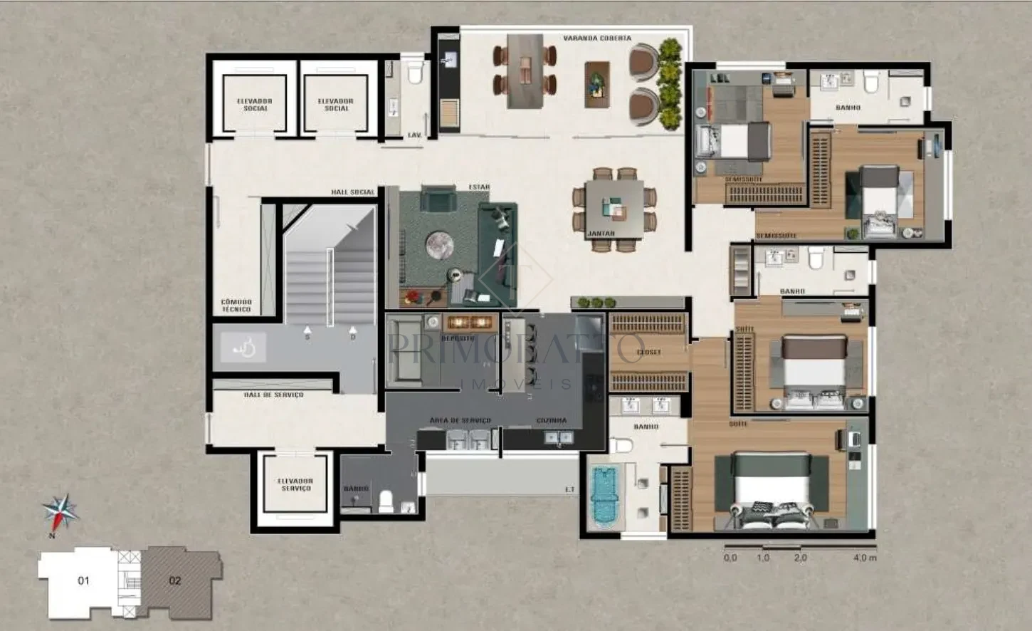 Apartamento tipo · 4 quartos · 174 m²