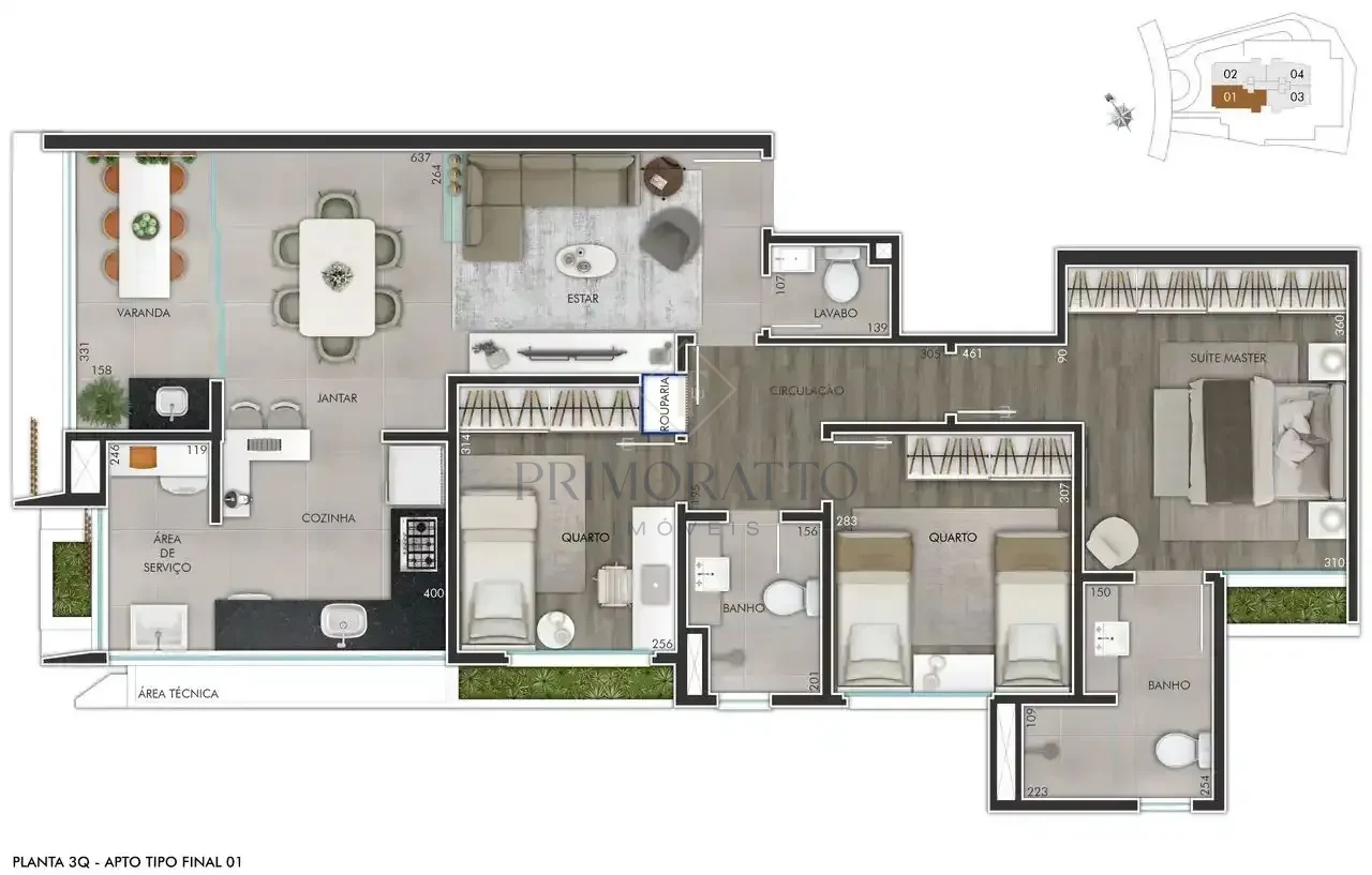 Apartamento Tipo · 2 Suítes (Finais 01/02)