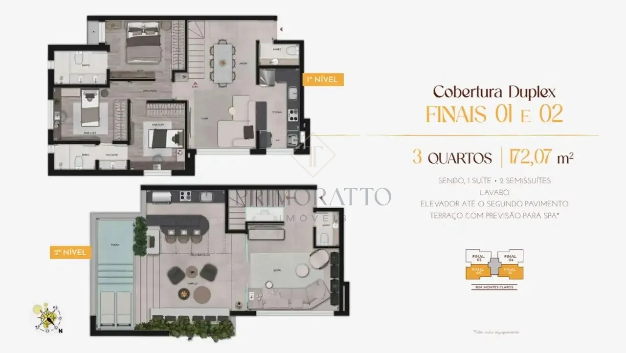 Cobertura · 3 quartos · 172 m²