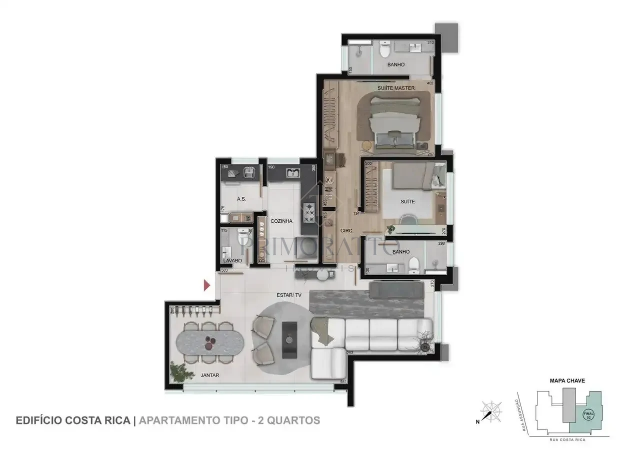 Apartamento Tipo · 2 Quartos Sala Ampliada