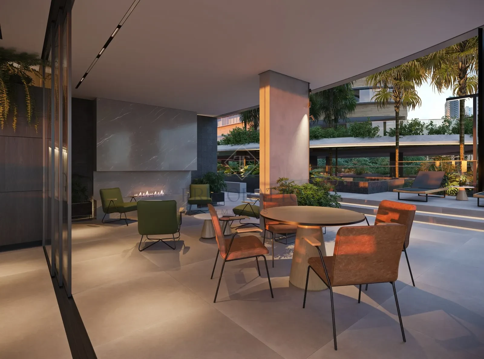 Varanda e Lounge com Lareira