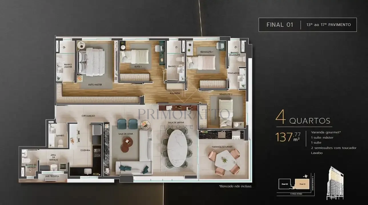 Apartamento Tipo 01 13 Ao 17 Pavimento