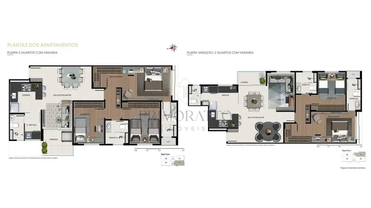 Apartamento Tipo · 3 e 2 Quartos com Varanda