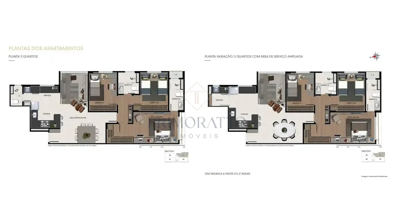 Apartamento Tipo · 3 Quartos com e sem Área Ampliada