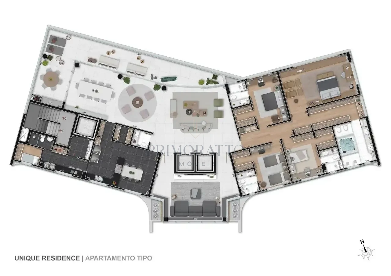 Apartamento Tipo — 439,45 m², 4 Suítes