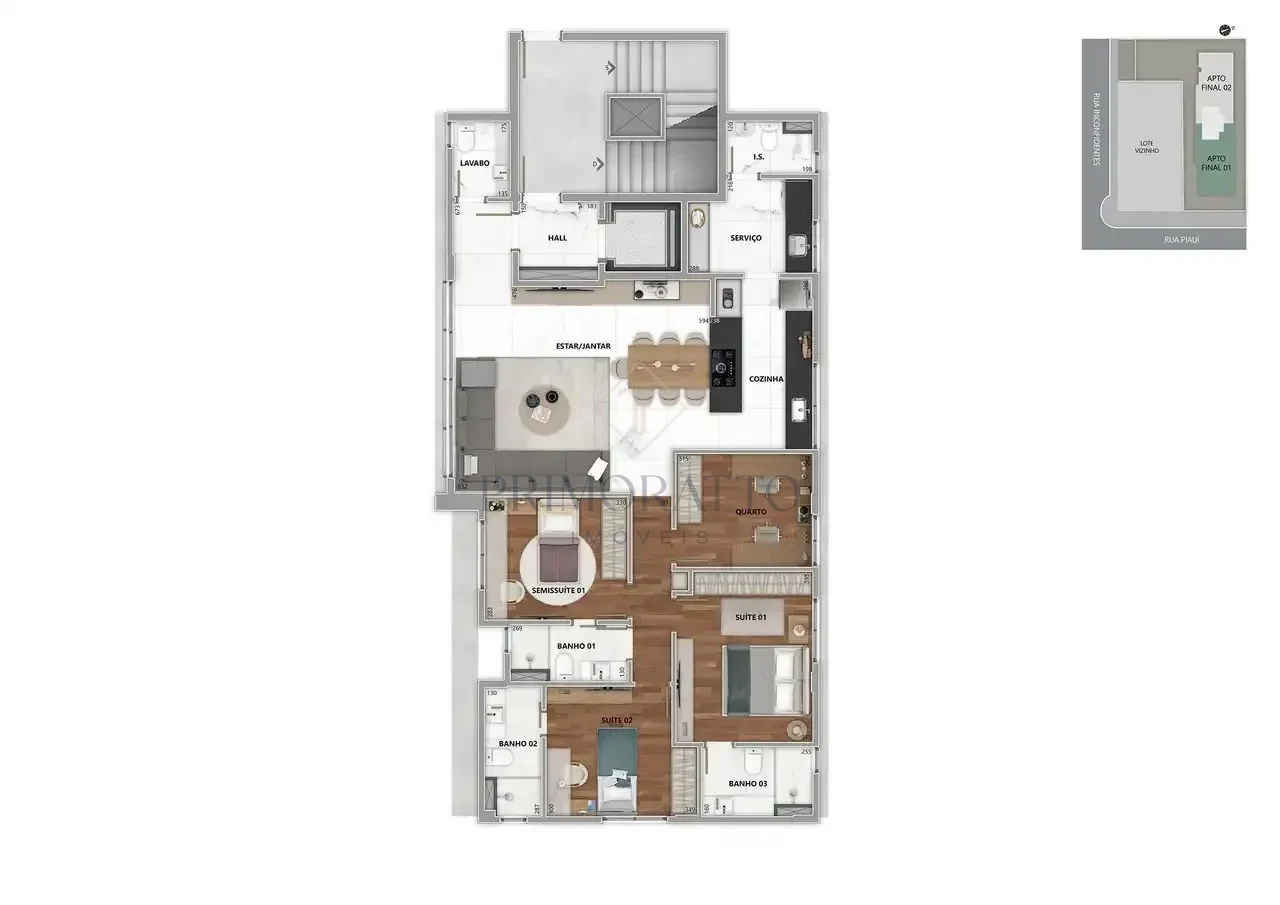 Apartamento Tipo — 4 Quartos